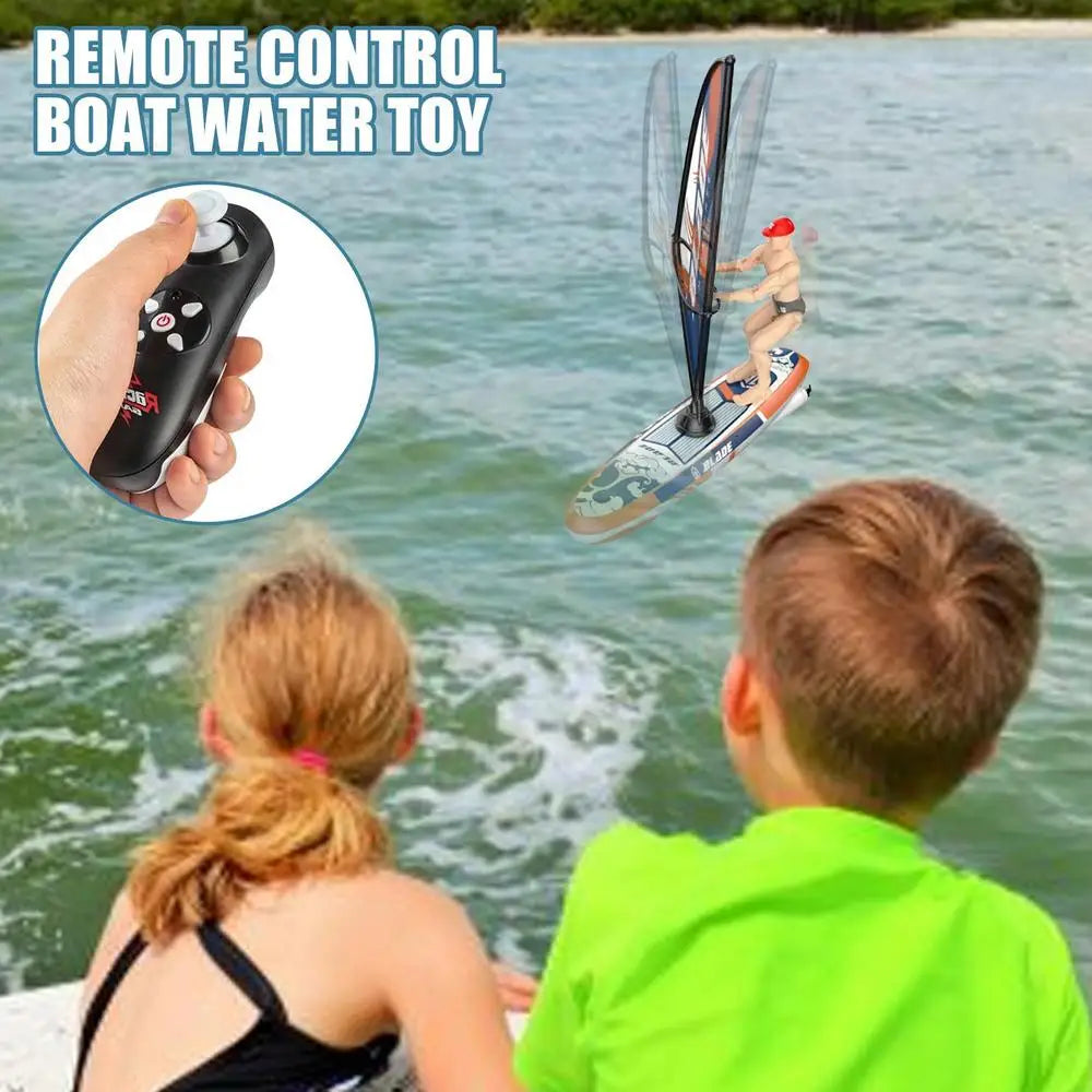Rc Boat 2.4Ghz Remote Control Sailboats Swing Doll Surfboard Waterproof Pool Sailing Game With Led Lights Beach Toys For Kids
