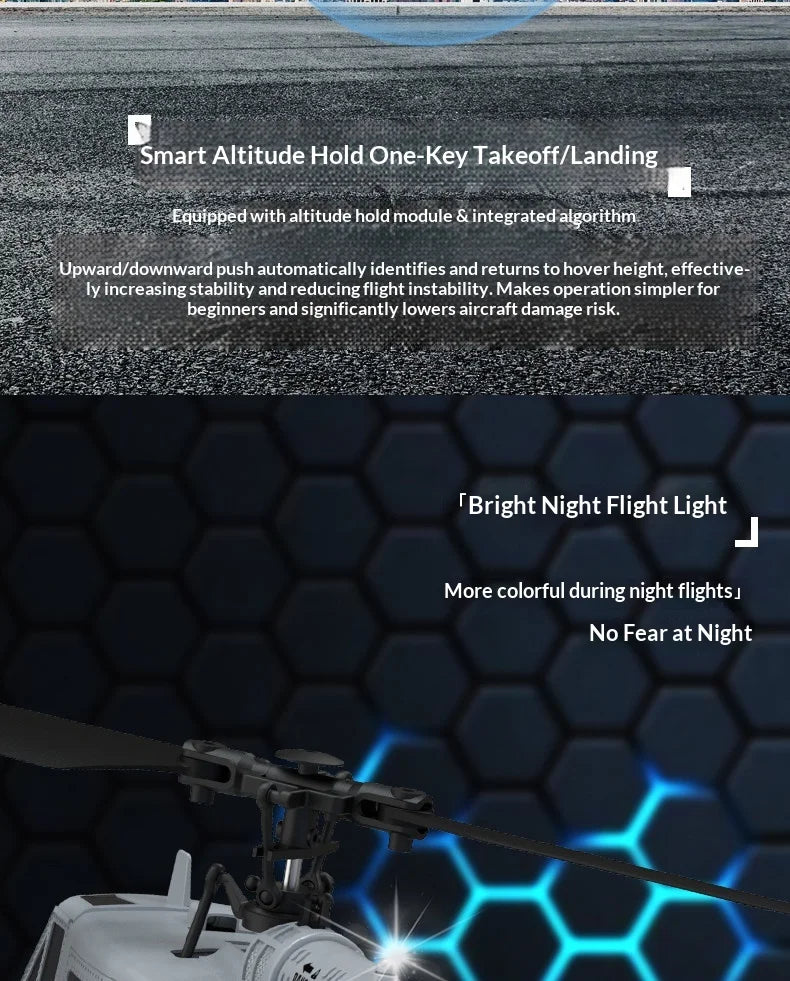 RC UH-1 Huey Helicopter, 4-Channel, Optical Flow Positioning, Altitude Hold, Easy One-Key Flight for Beginners