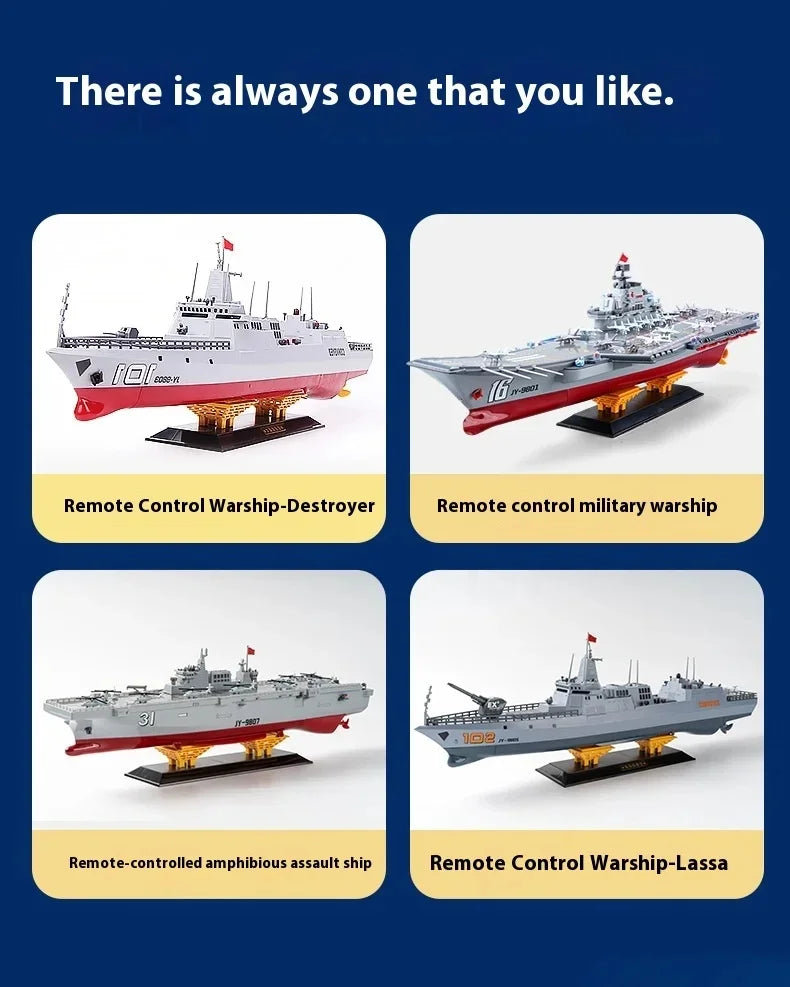 60CM Large RC Ship Simulation Destroyer Model Summer Water Spray Outdoor Toy For Kid Long Range Remote Control Ship Boy Gift