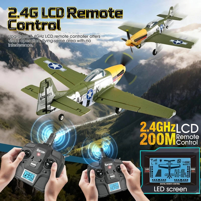 RC Plane 5CH 3D/6G Fixed-wing RC Airplane P51D Mustang RTF for Adults Beginners Easy to Fly Removable Brushless Fighter Helicopt