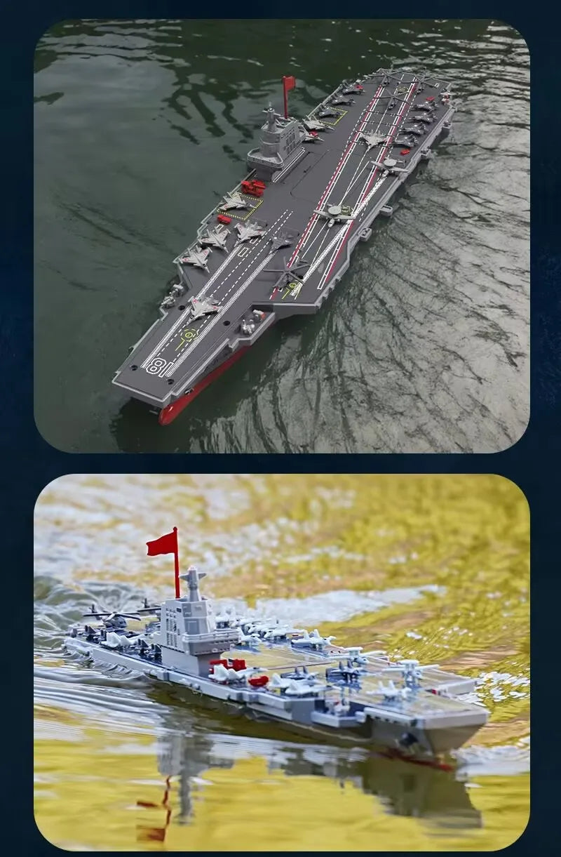 RC Warship 26.7 inch(68CM) Super Long Hull RC Boat Charging Military Children's Toy boy Electric Toy Ship Aircraft Carrier Warsh