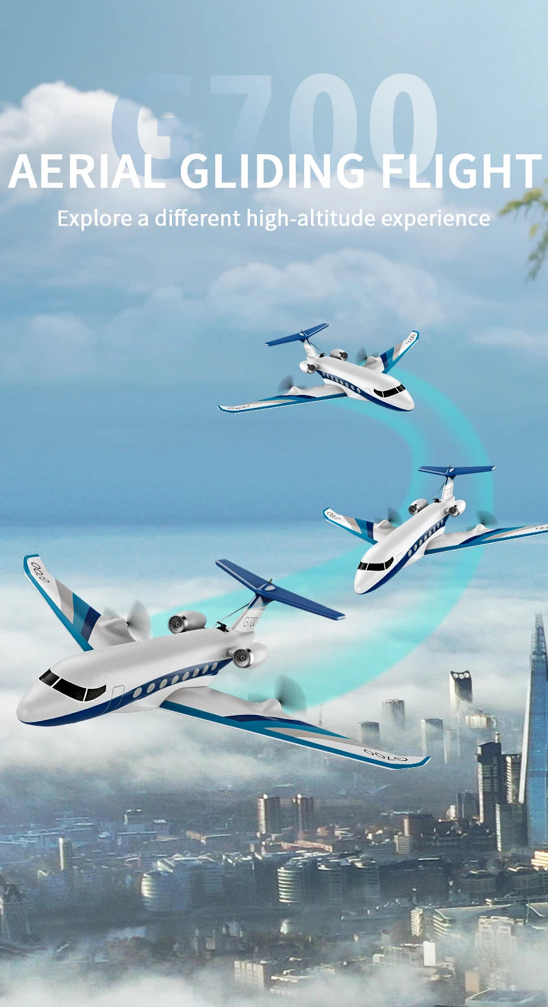 NEW G700 RC Plane Private Jet 3CH Remote Control Glider Gulfstream G700 RTF RTF 6-axis Gyro Stabilizer Airplane Toys Kids Adults