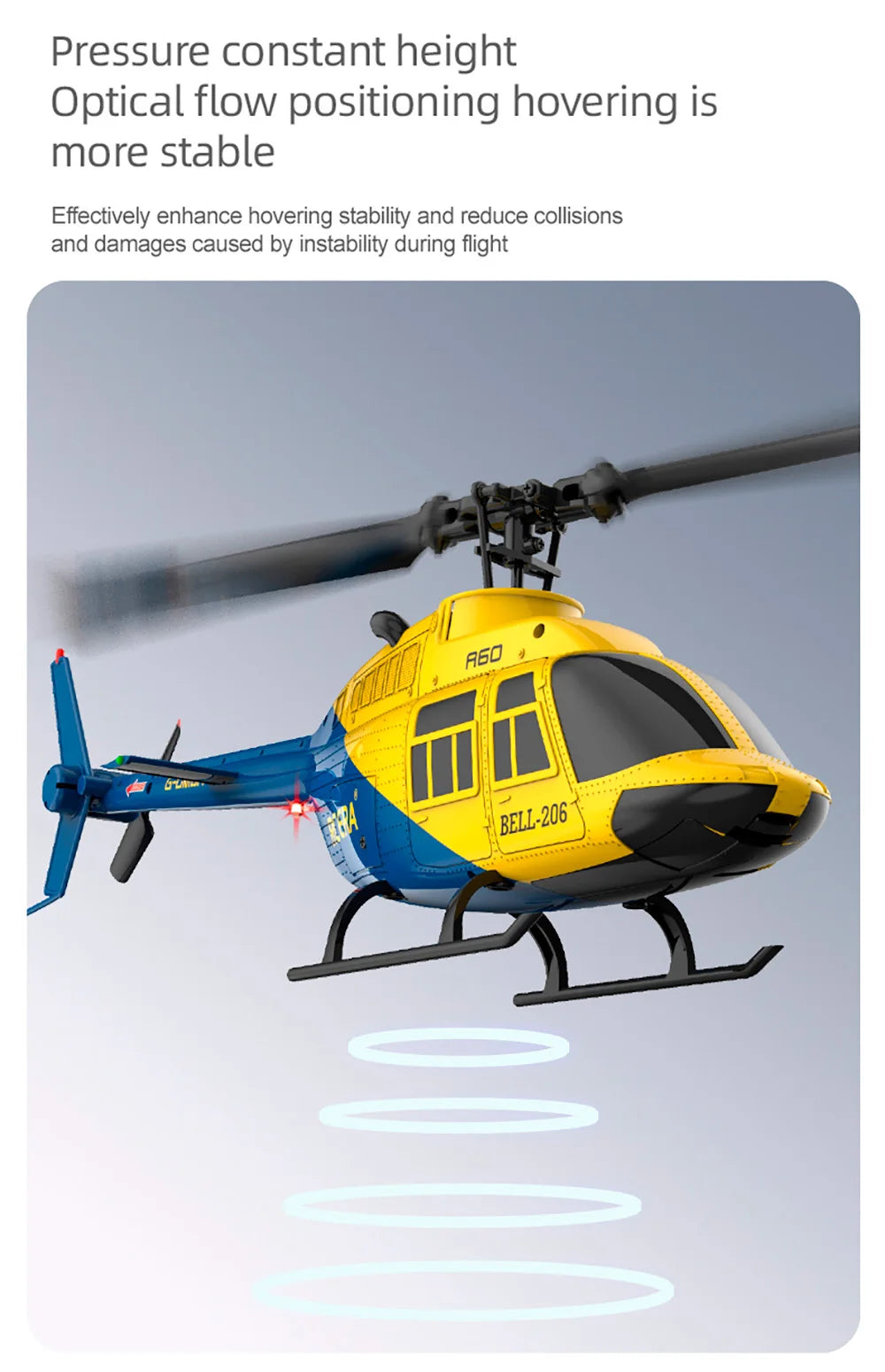 RC ERA A60 4CH Helicopter 1/42 BELL-206 Optical Flow Positioning 120M 6-Axis Gyro RC Plane