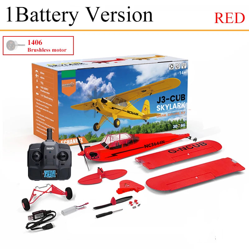 News Park10 J3-CUB RC Airplane RTF EPP RC 1406 Brushless Motor WLtoys A160 Upgrad 3D/6G System 650mm Wingspan Kit For Adult Gift