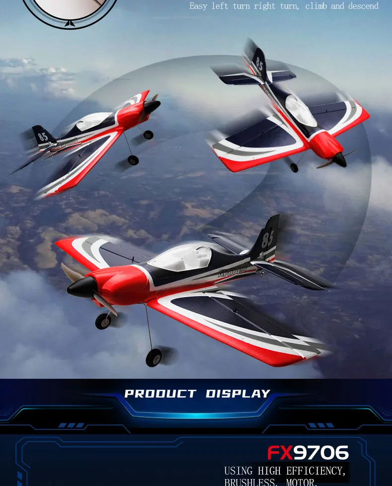 5CH FX9706 RC Plane 580MM Fixed Wing Glider 3D/6G Remote Control Aircraft 2.4G Brushless Motor Fighter Model Toys for Children