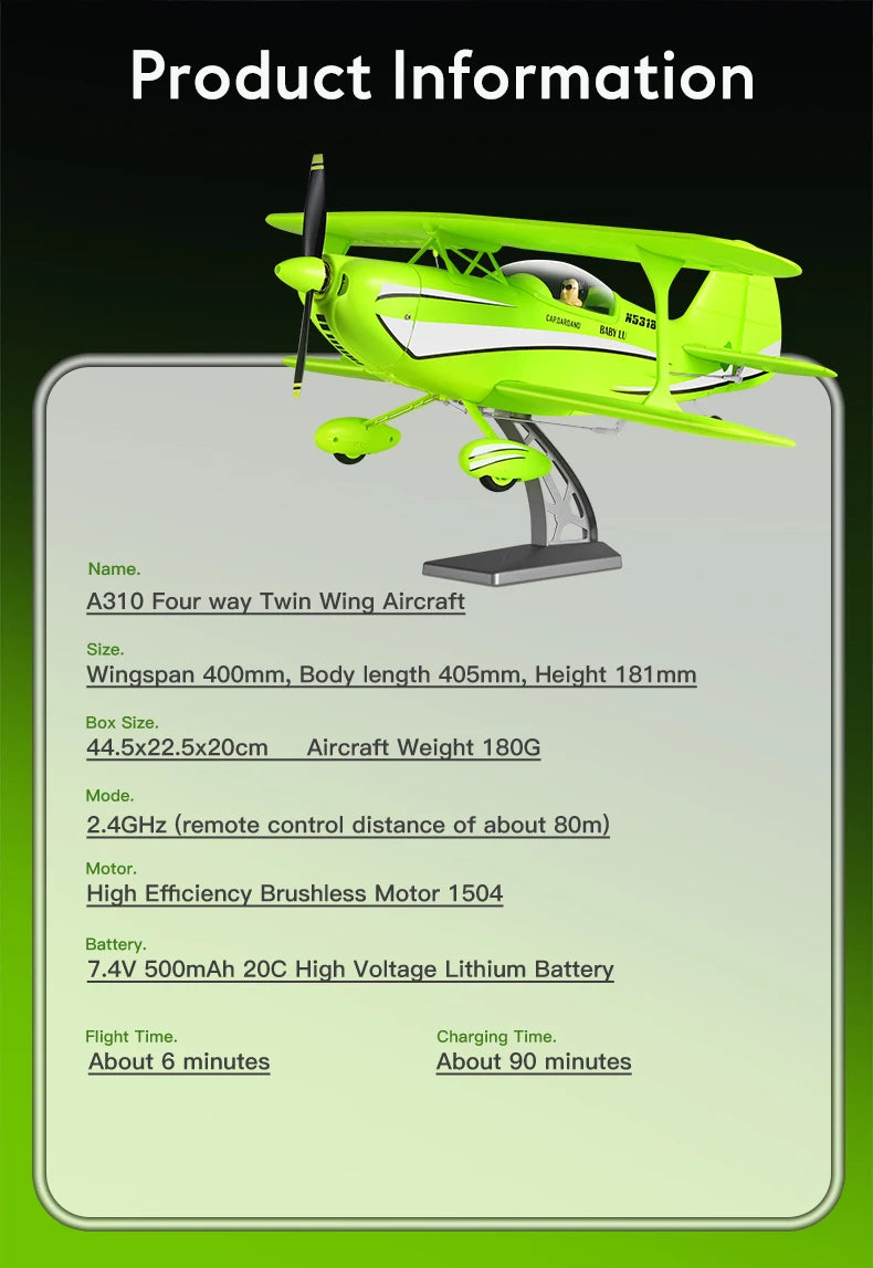 WLtoys A310 RC Plane Glider 2.4G 4CH Brushless Motor Dual Wings Radio Controlled Airplane 3D/6G EPP RC Model Toys For Kid Gift