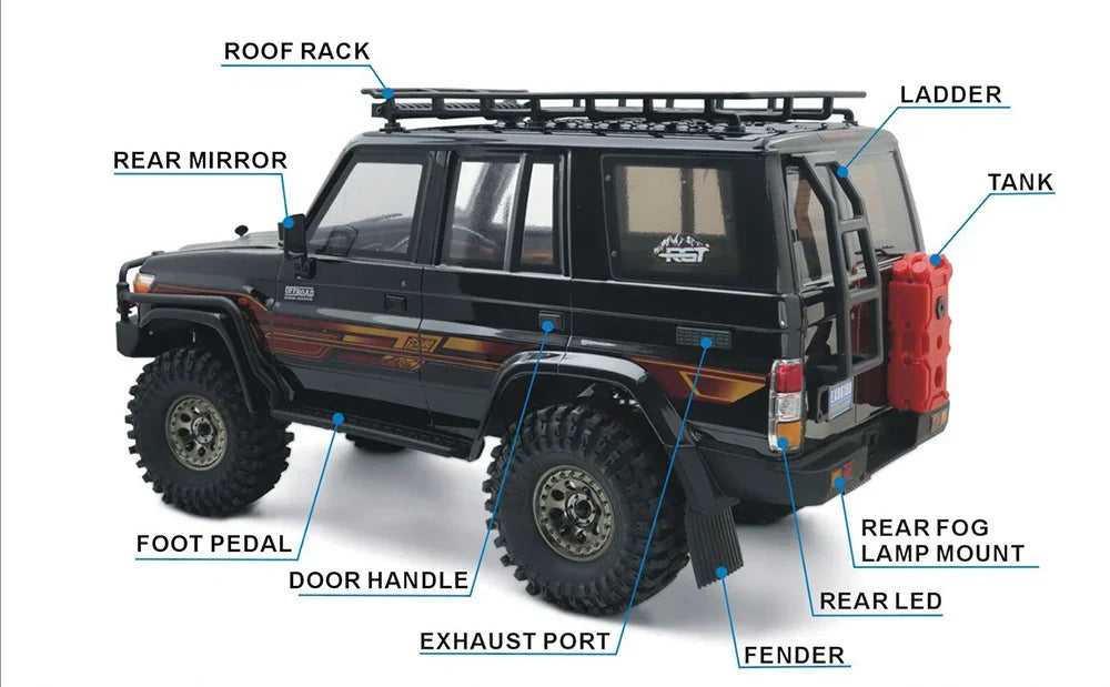 RGT EX86190 RC Cars Off-Road Vehicle: Rescuer 1/10 4WD Simulated Climbing Car LC76 Electric RC Model - Great Gift for Children