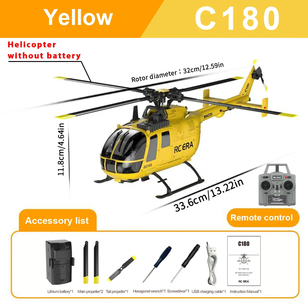 RC ERA C180 RC Helicopter 2.4G 6-Aixs Gyroscope 6CH Altitude Hold Optical Flow Brushless Remote Control Helicopter Toys For Kid