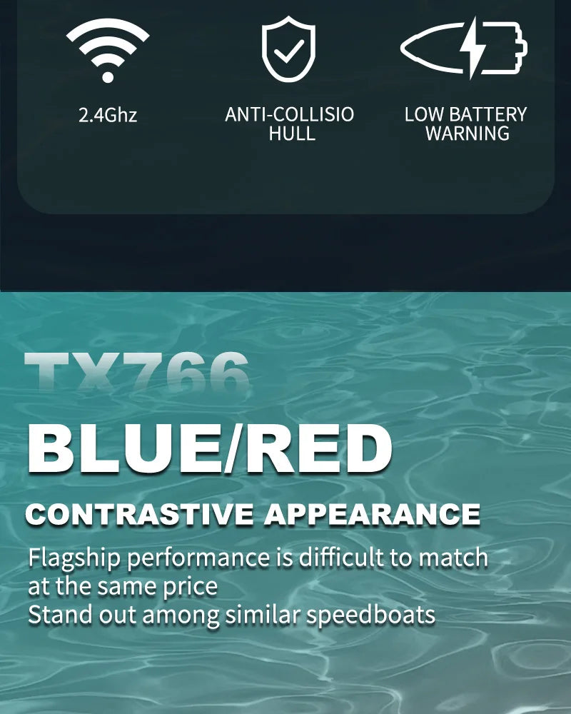 TX766 Brushless RC Boat 40km/h High Speed Big Power Waterproof Electric Toy Boat Model Low Battery Reminder Metal Rudder Gifts