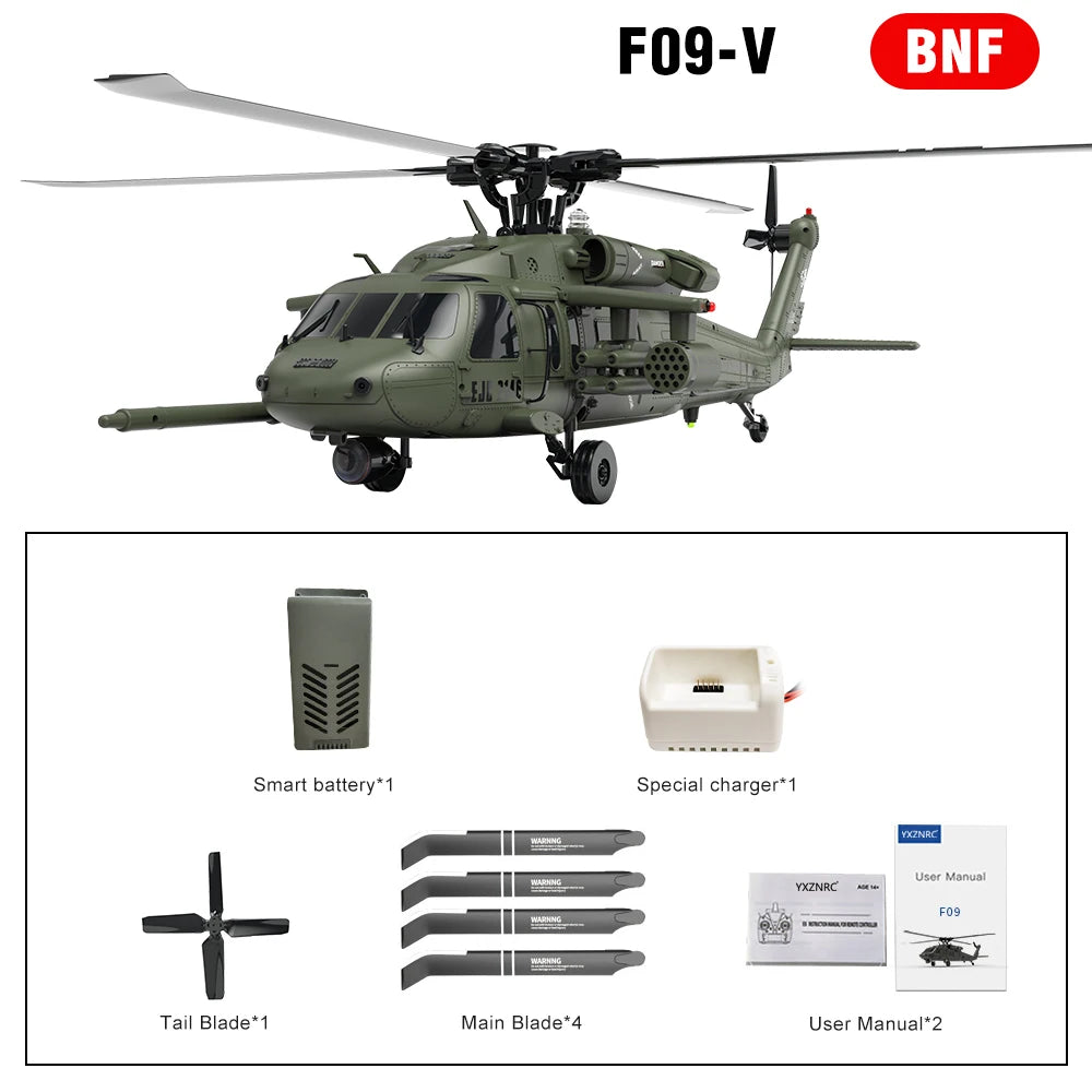 YXZNRC UH60 Black Hawk RC Helicopter with 6-axis Gyro 2.4G 6CH 1:47 Scale Flybarless 3D Stunt Remote Control Helicopter