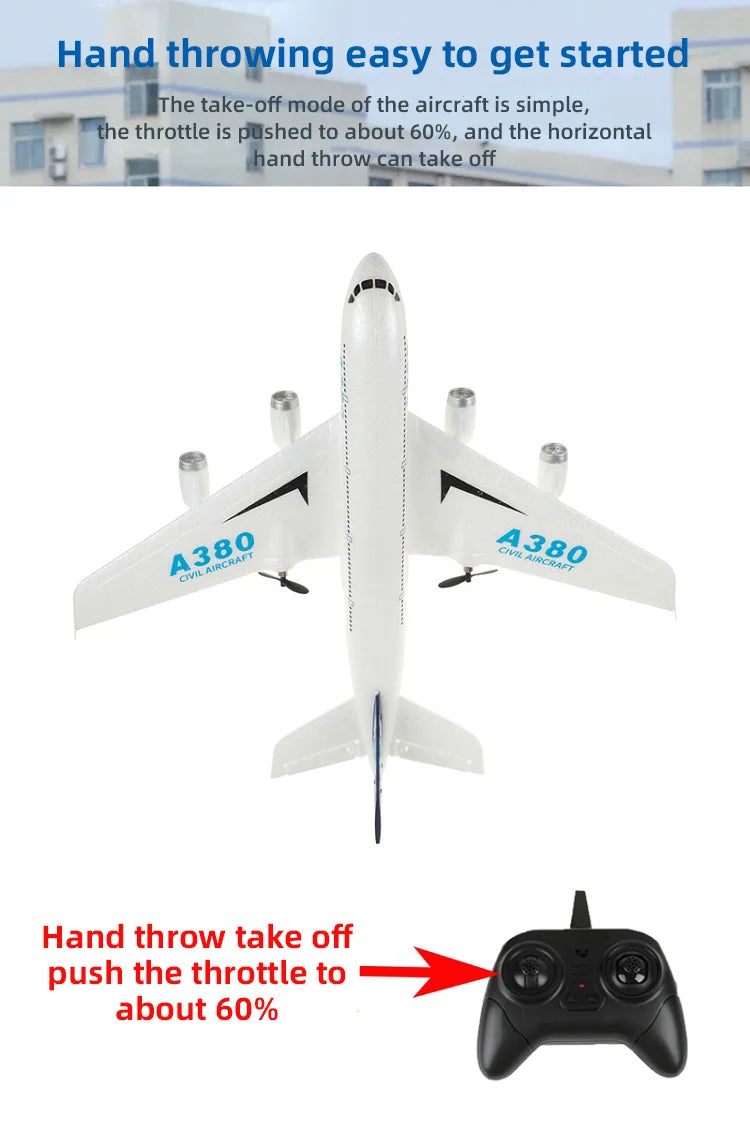 3Ch 2Ch A380 Rc Plane Glider Airplanes Remote Control Foam Aircraft Fixed Wing Aircraft 6 Gyroscope Model Airplane Toys Hobbies