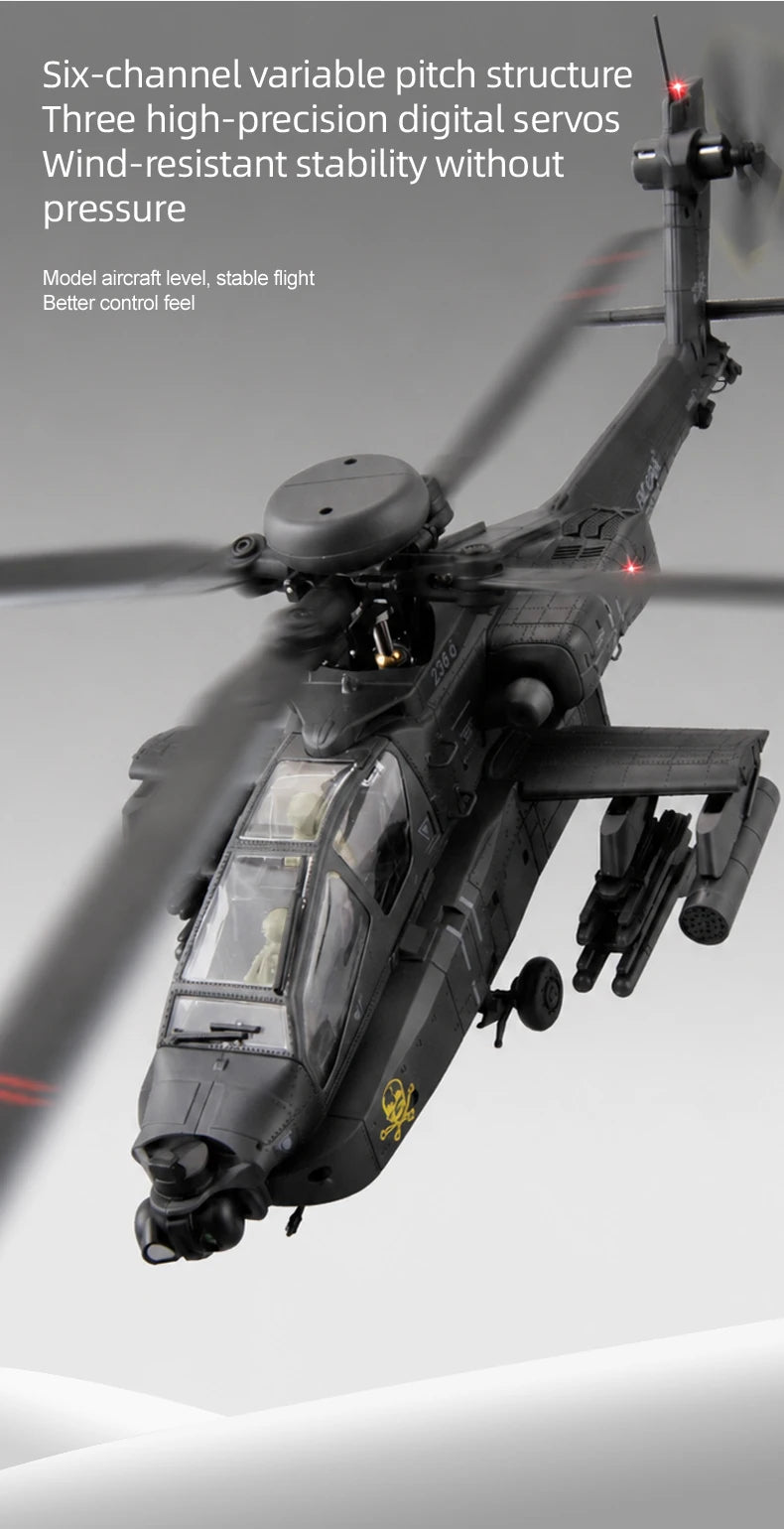 RC Helicopter C170 1:48 RC ERA Apache Remote Control Armed Helicopter Optical Flow Positioning 6CH Brushless Aircraft Model Toy