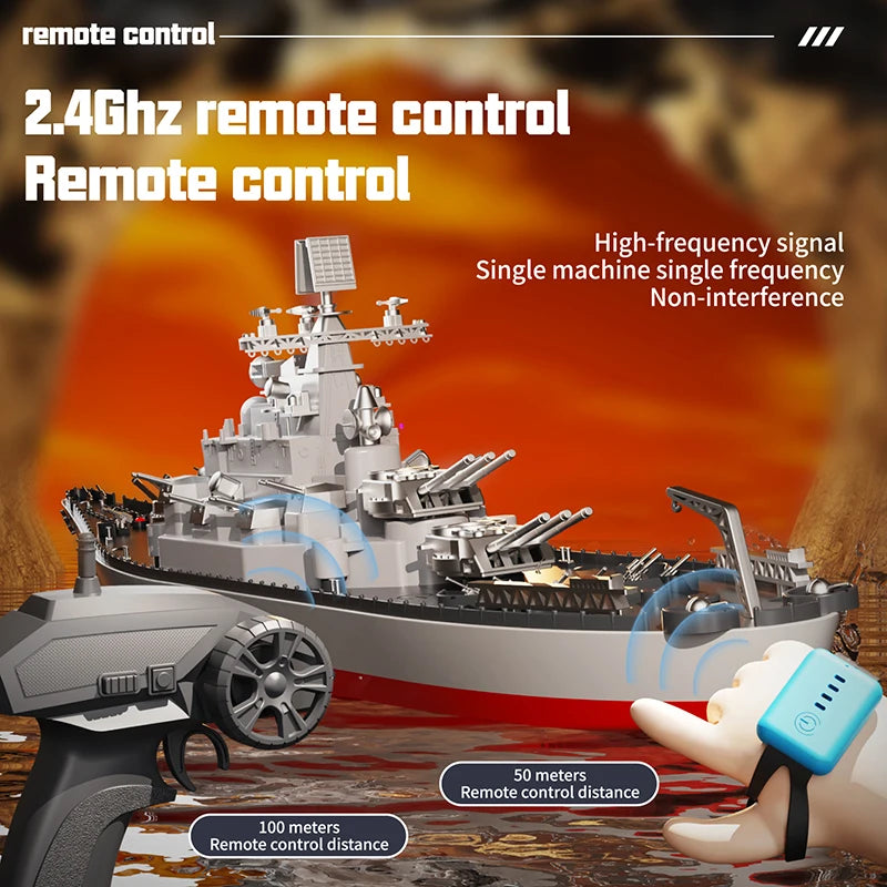 1:275 Scale 31 Inch Large Remote Controlled Warship Battleship Rc Ship On Lakes Pools Rivers Exhibits Models For Kids Boys A