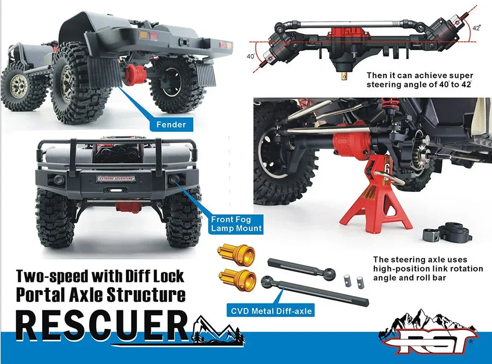 RGT EX86190 RC Cars Off-Road Vehicle: Rescuer 1/10 4WD Simulated Climbing Car LC76 Electric RC Model - Great Gift for Children