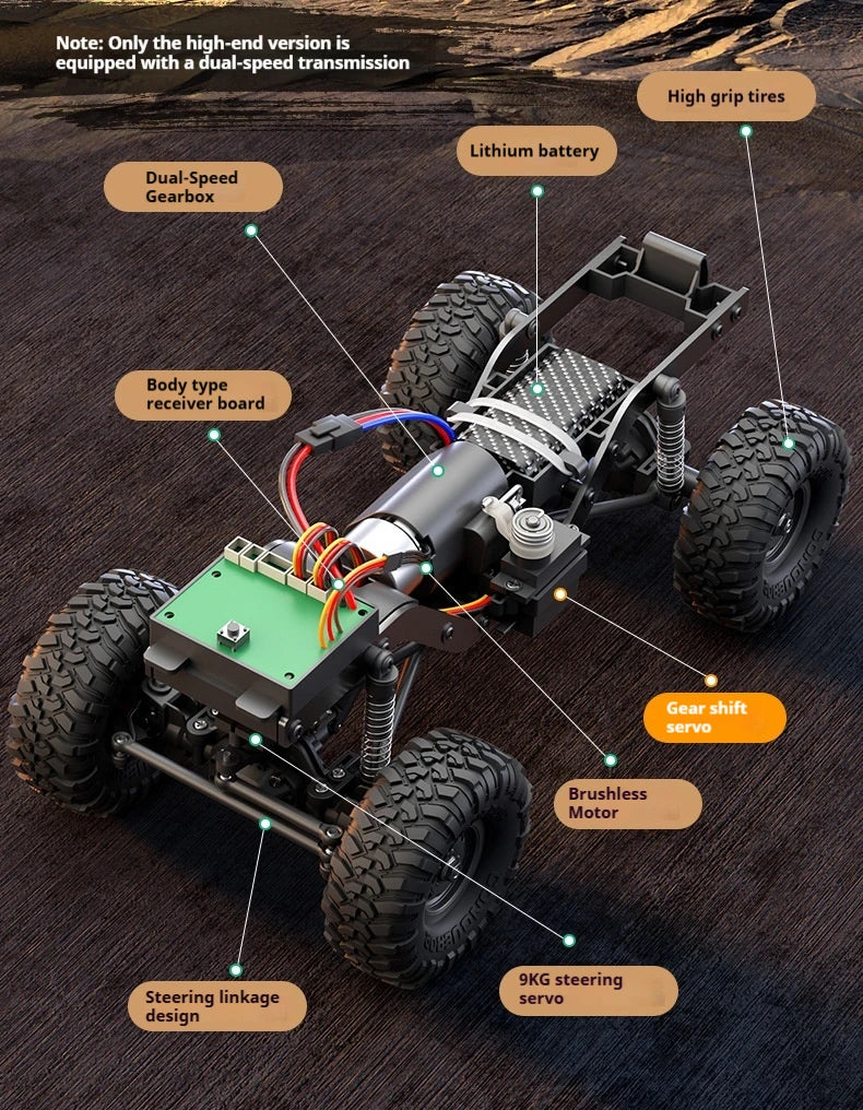 HB HuangBo RC Car RTR 1/16 Scale 4WD Off-Road Crawler Car Full Proportional Remote Control Electric Toy for Adults and Kids