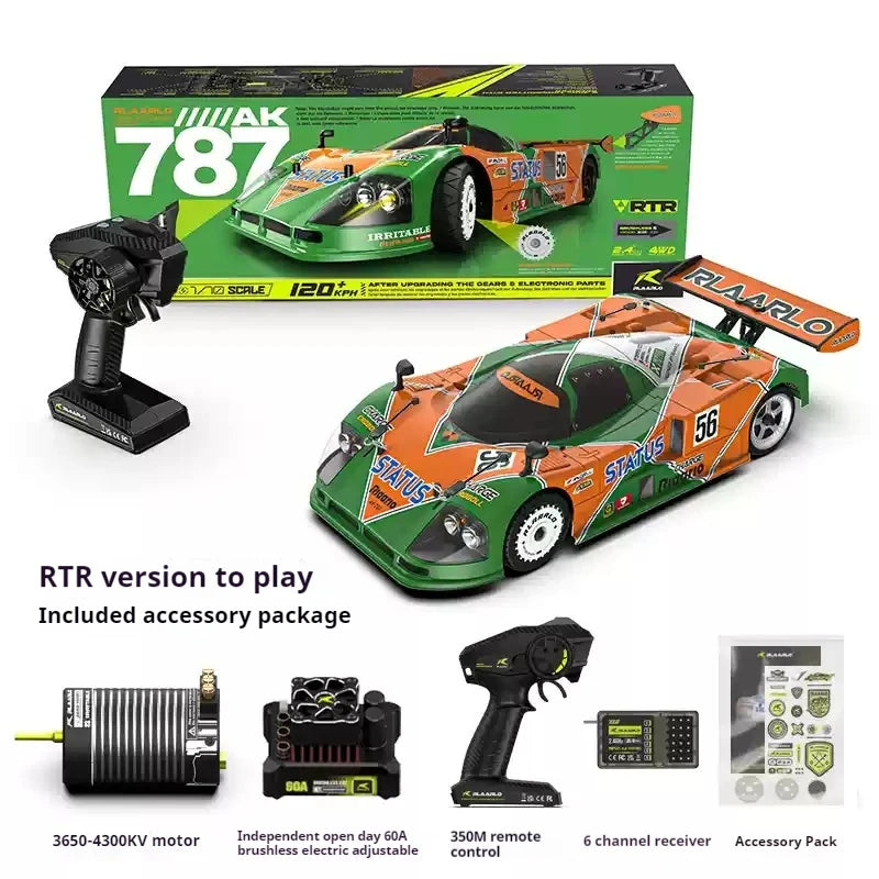 RLAARLO RC Cars AK-787 Flat Sports Car 1:10 Carbon Fiber Brushless Electric Professional Speed Racing Simulation Model Car Gift