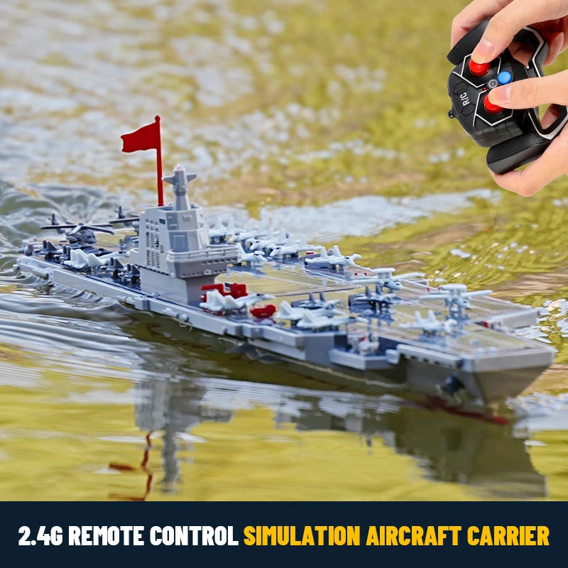 JJRC S19 RC Aircraft 2.4G Remote Control Battleship Boat RC Boat Auto Water Sensor Carrier Boat Toys Gift for Kids Boys