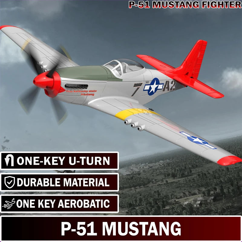 RC Plane 5CH 3D/6G Fixed-wing RC Airplane 2.4GHz P51D Mustang RTF for Adults Beginners Easy to Fly Removable Brushless Fighter