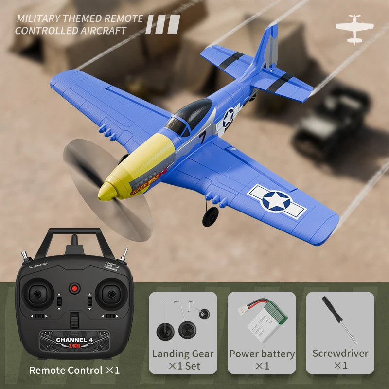 RC Plane P51 Mustang 2.4G Radio EPP Foam 4CH 6 Axis 410MM Wingspan RC Fighter One Key Aerobatic RTF Aircraft Toys