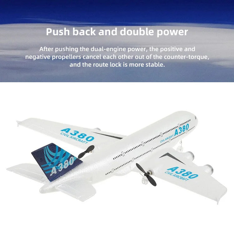 3Ch 2Ch A380 Rc Plane Glider Airplanes Remote Control Foam Aircraft Fixed Wing Aircraft 6 Gyroscope Model Airplane Toys Hobbies