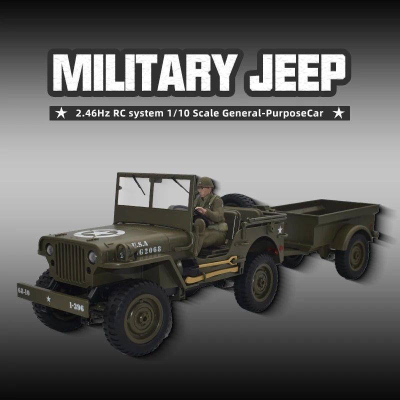 JJRC C8815 Rc car 1941 JEEP WILLYS 2.4g 4wd RTR Crawler climbing scale military truck off-road vehicle toy gift for children.