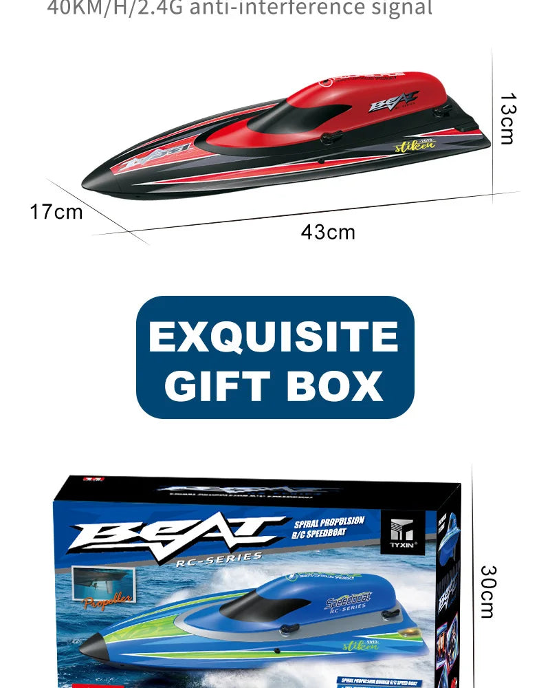 TX766 Brushless RC Boat 40km/h High Speed Big Power Waterproof Electric Toy Boat Model Low Battery Reminder Metal Rudder Gifts
