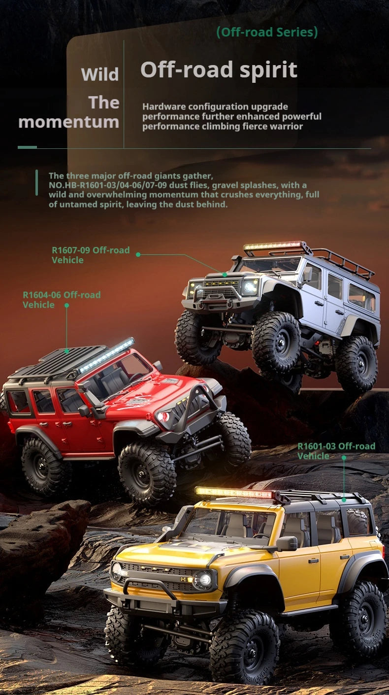 HB HuangBo RC Car RTR 1/16 Scale 4WD Off-Road Crawler Car Full Proportional Remote Control Electric Toy for Adults and Kids