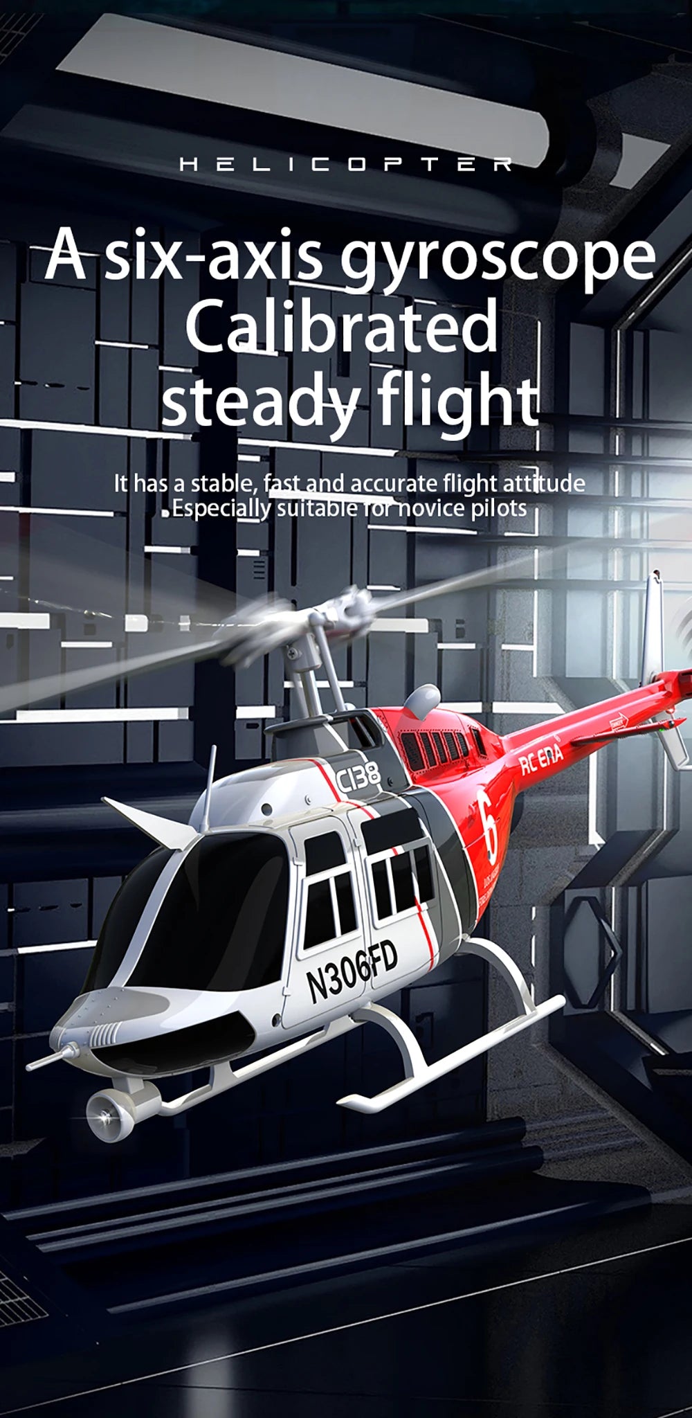 RC ERA RC Helicopter 1:33 Bell-206 Aircraft C138 6CH  6-axis Gyro Remote Control Plane