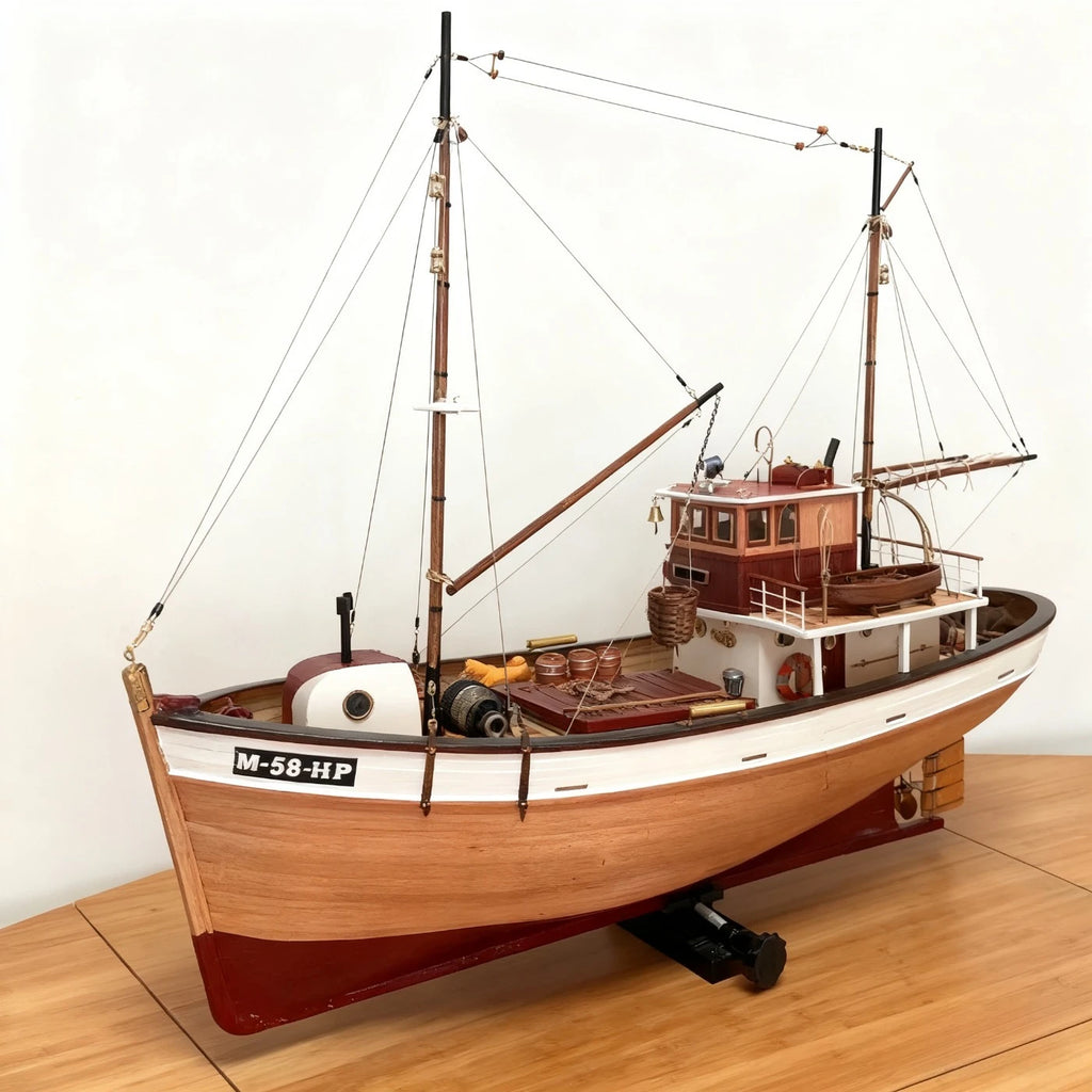 RC Ships113cm Artur RC Fishing Boat Meticulously Crafted Wooden RC Schiffe Model Kit Ship Toy