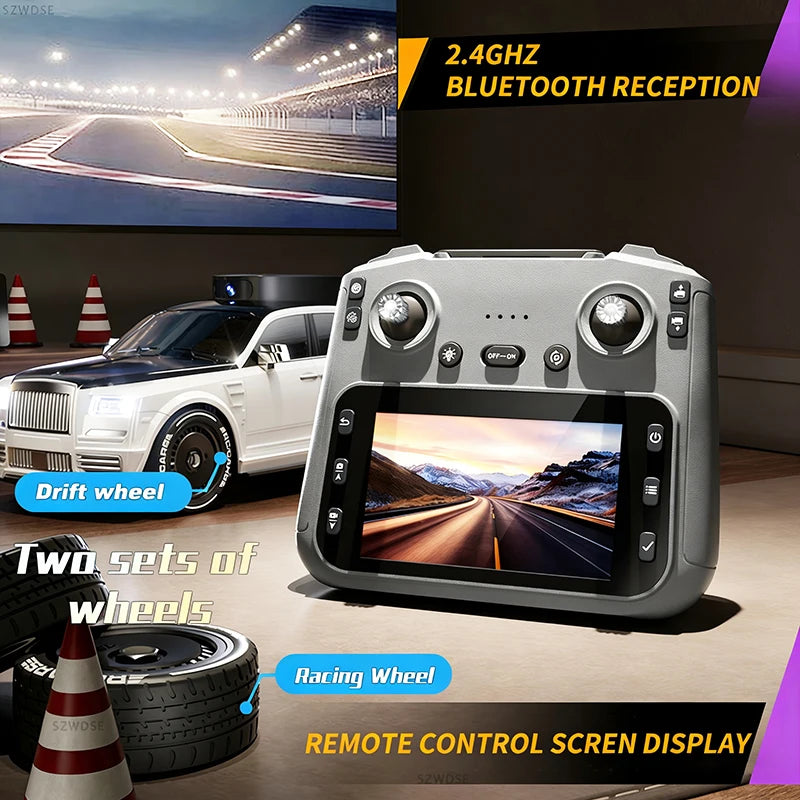 911S RC Cars - 4K HD Camera 4.3-inch Screen One Click Drif, Camera Lifting Design, LED Lighting Drift HD Video Kids RC Vehicle