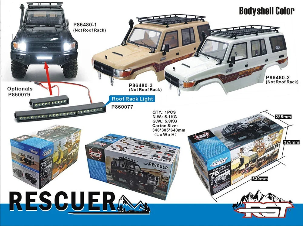 RGT EX86190 RC Cars Off-Road Vehicle: Rescuer 1/10 4WD Simulated Climbing Car LC76 Electric RC Model - Great Gift for Children