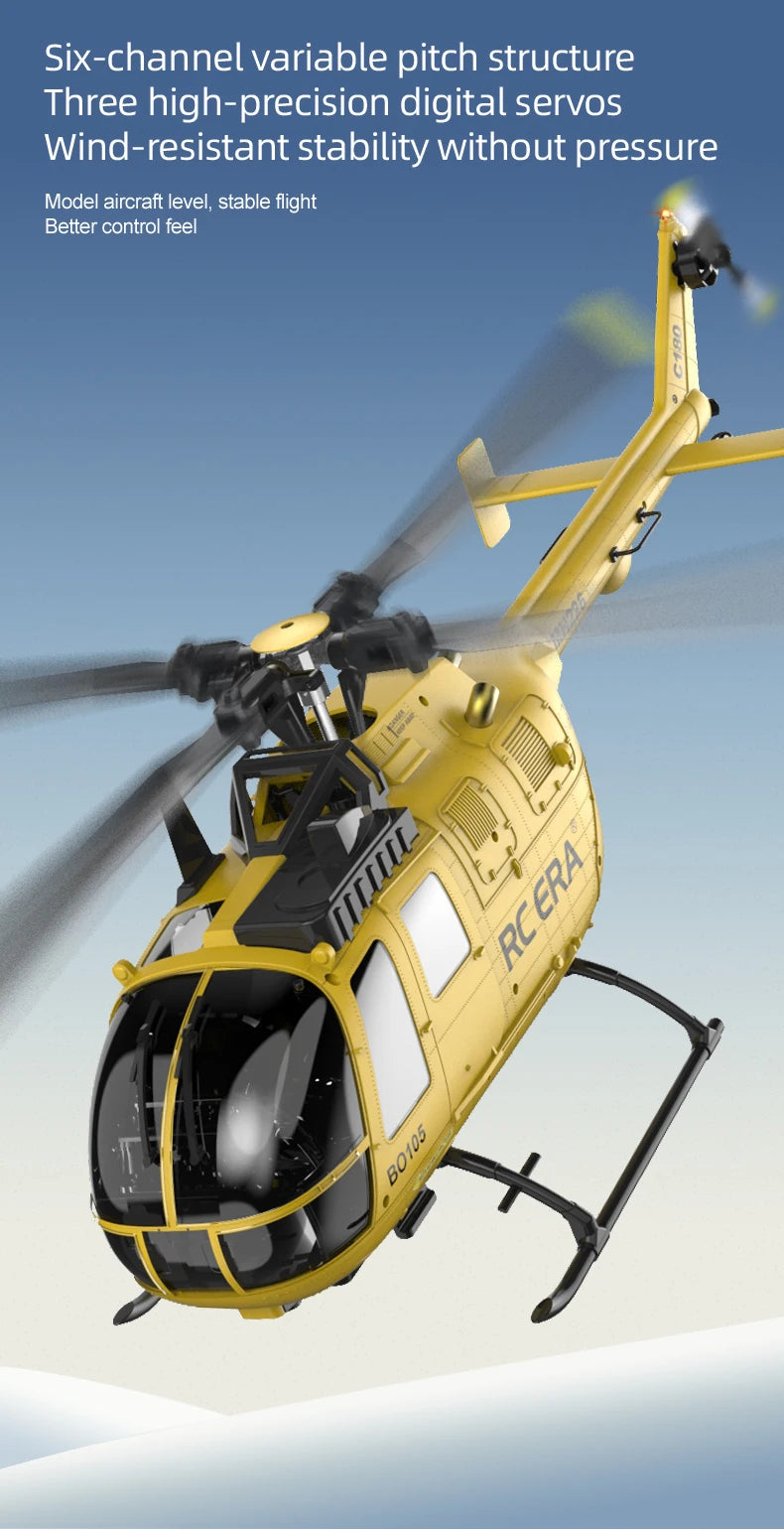 RC ERA 1:25 C180 RC Helicopter BO105 6CH Brushless with Optical Flow Positioning 3D Stunt Single Propeller No Aileron Plane Toys