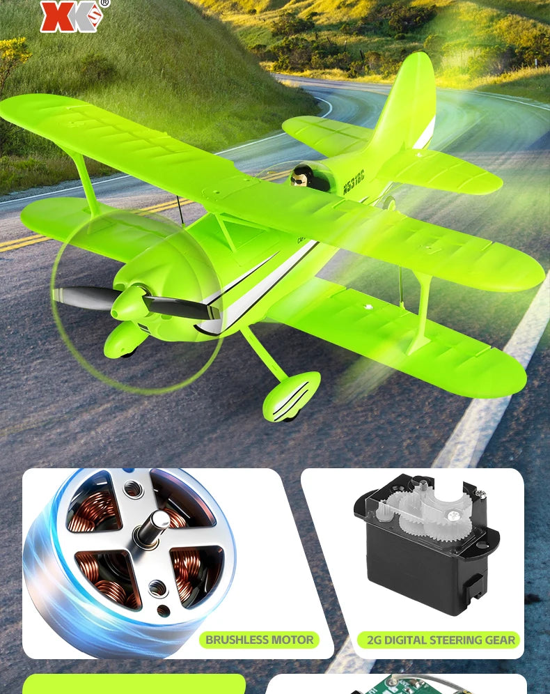 New 2026 WLtoys RC Airplane Brushless Motor 3D/6G with Gyroscope Biplane Four-Channel Plane Boy's Gift A310