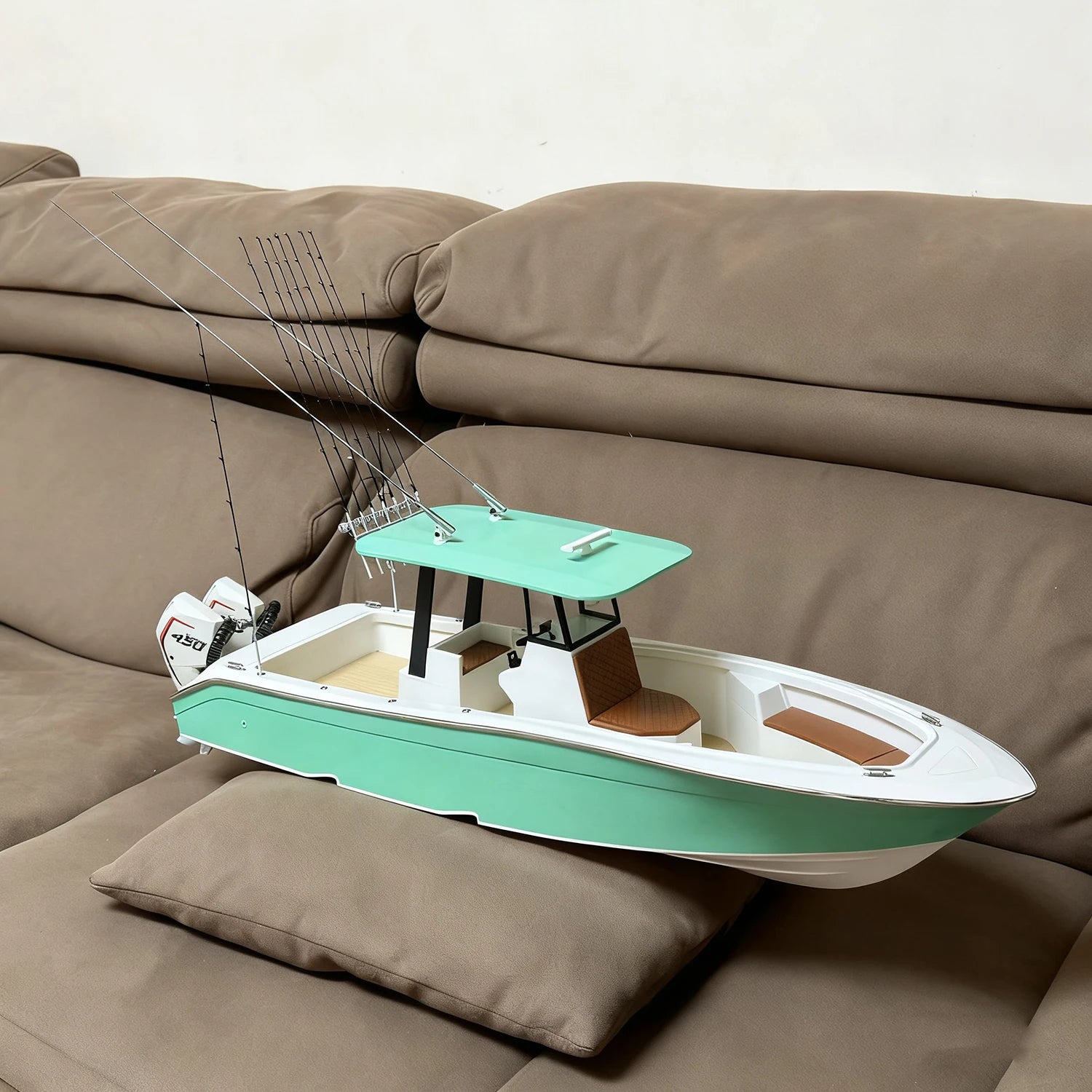 RC Ships 74cm Double String Outboard Motor Remote Controlled Fishing Boat Model 3D Printed RC  Fishing Boat Model RTR Ship Toy