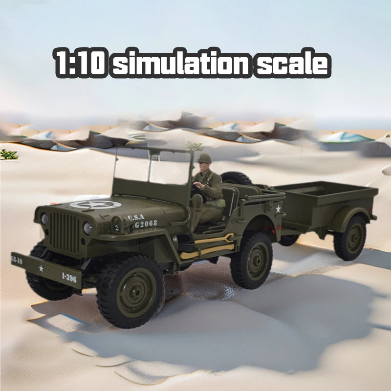 JJRC C8815 Rc car 1941 JEEP WILLYS 2.4g 4wd RTR Crawler climbing scale military truck off-road vehicle toy gift for children.