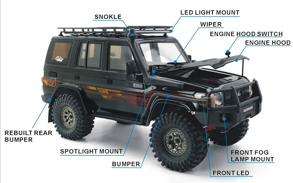 RGT EX86190 RC Cars Off-Road Vehicle: Rescuer 1/10 4WD Simulated Climbing Car LC76 Electric RC Model - Great Gift for Children