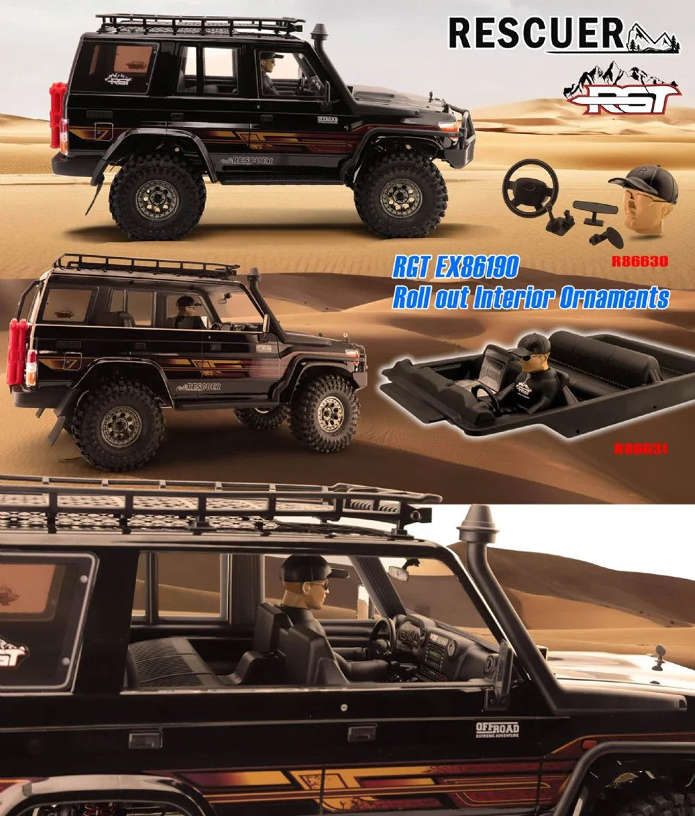 RGT EX86190 RC Cars Off-Road Vehicle: Rescuer 1/10 4WD Simulated Climbing Car LC76 Electric RC Model - Great Gift for Children
