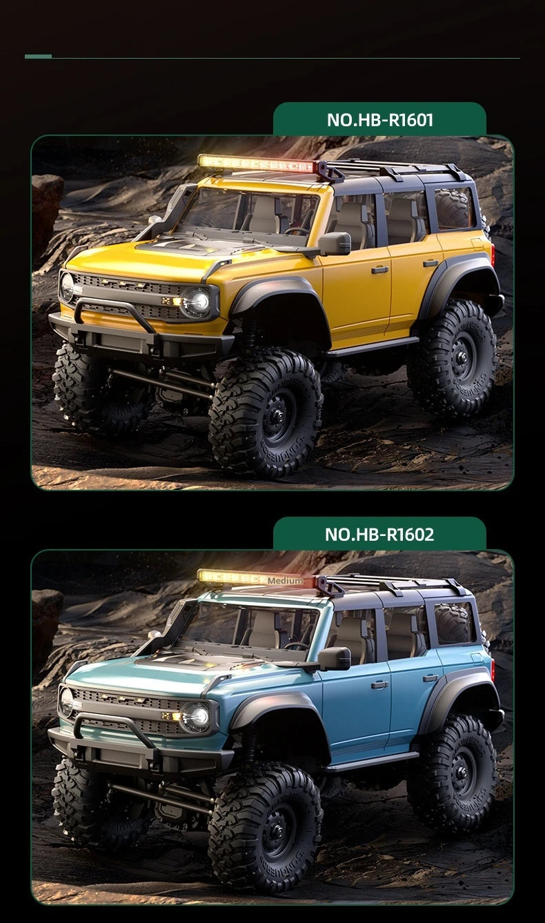 HB HuangBo RC Car RTR 1/16 Scale 4WD Off-Road Crawler Car Full Proportional Remote Control Electric Toy for Adults and Kids