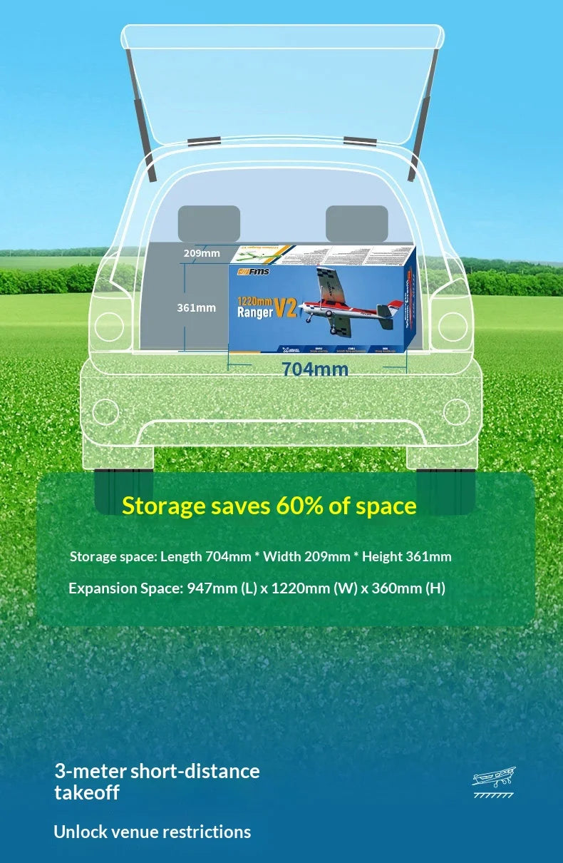 FMS Rc Ranger 1220Mm Fixed Wing Electric Airplane Durable Crash Resistant Beginner Training Remote Control Outdoor Hobby Plane