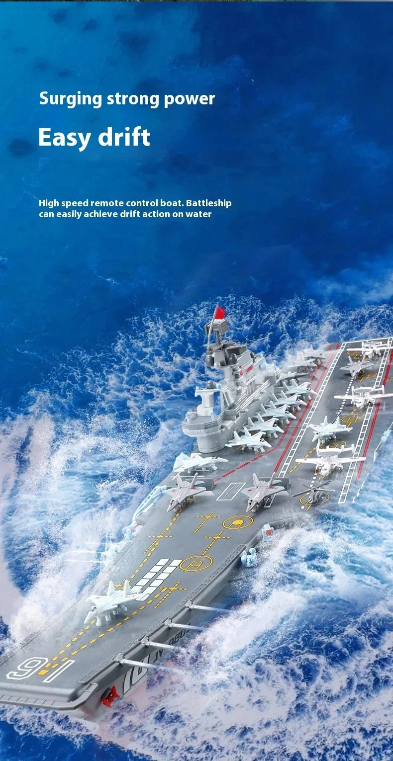 60CM Large RC Ship Simulation Destroyer Model Summer Water Spray Outdoor Toy For Kid Long Range Remote Control Ship Boy Gift