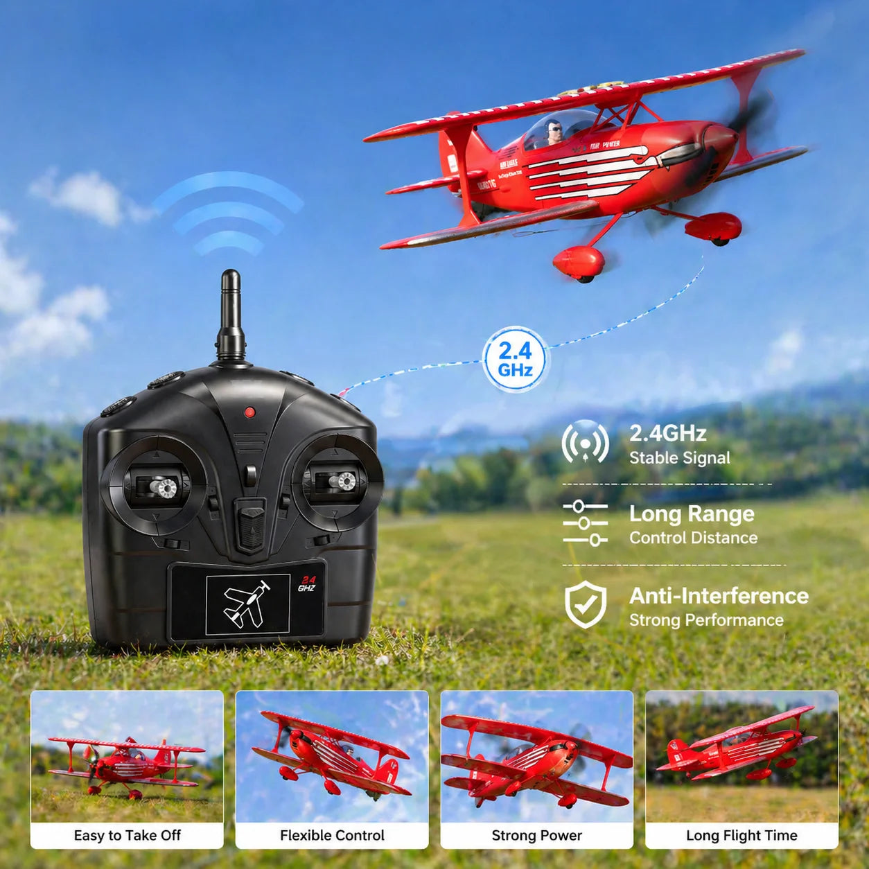 New 2026 WLtoys RC Airplane Brushless Motor 3D/6G with Gyroscope Biplane Four-Channel Plane Boy's Gift A310