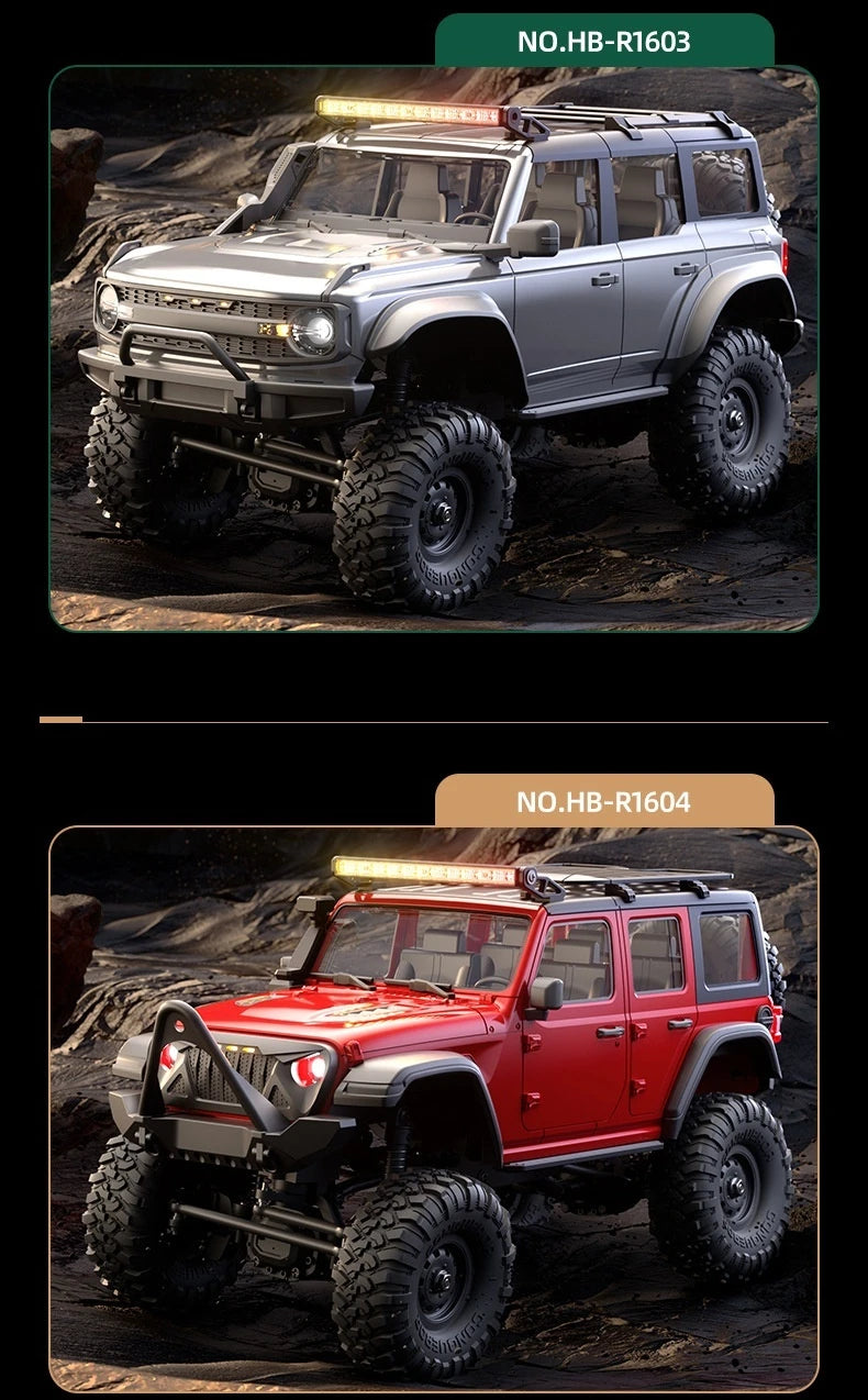 HB HuangBo RC Car RTR 1/16 Scale 4WD Off-Road Crawler Car Full Proportional Remote Control Electric Toy for Adults and Kids