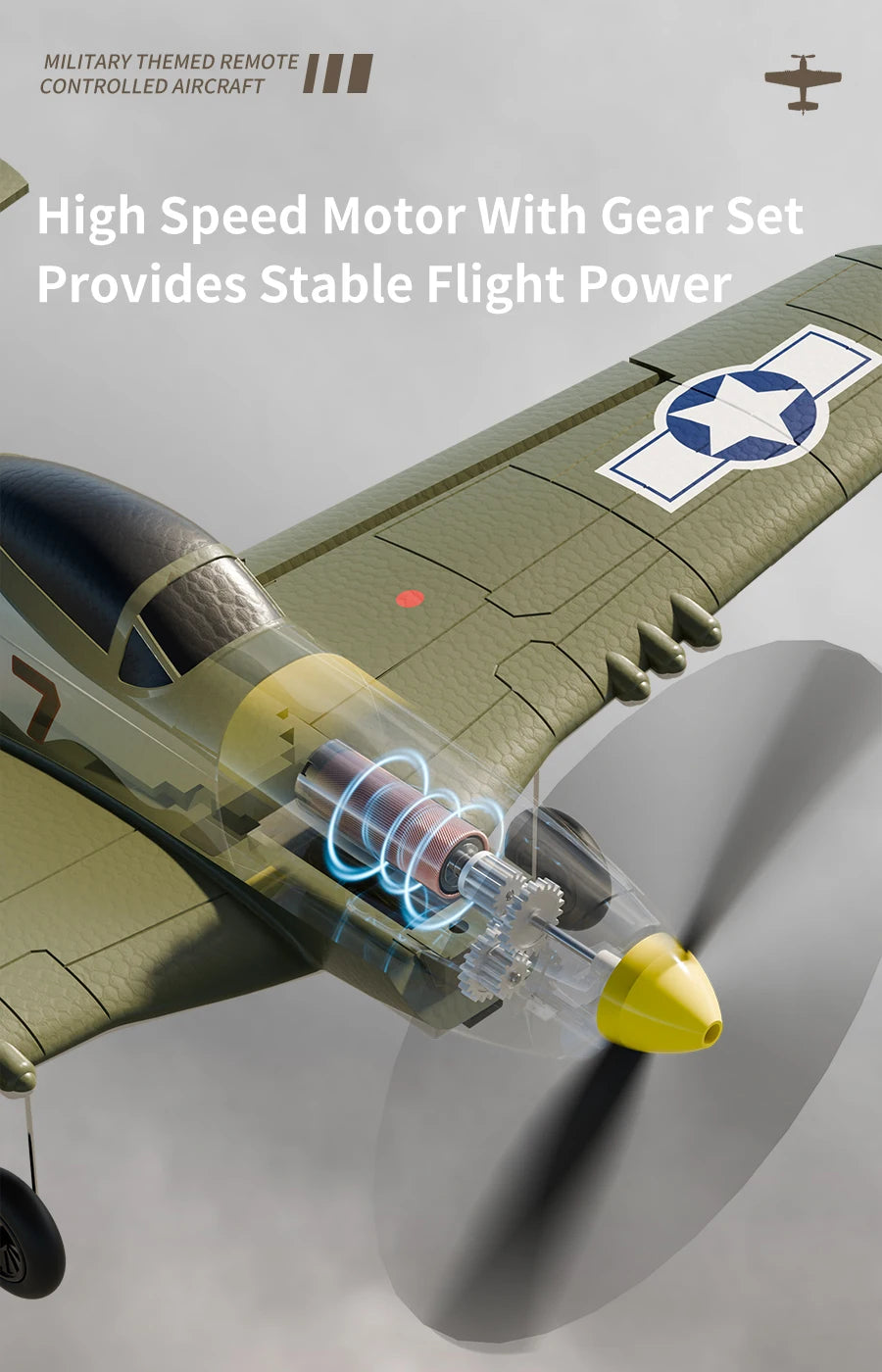 P51 Mustang RC Plane 2.4G 4CH 6 Axis EPP Foam 410MM Fixed Wingspan One Key Aerobatic RC Fighters Glider Toys Gifts