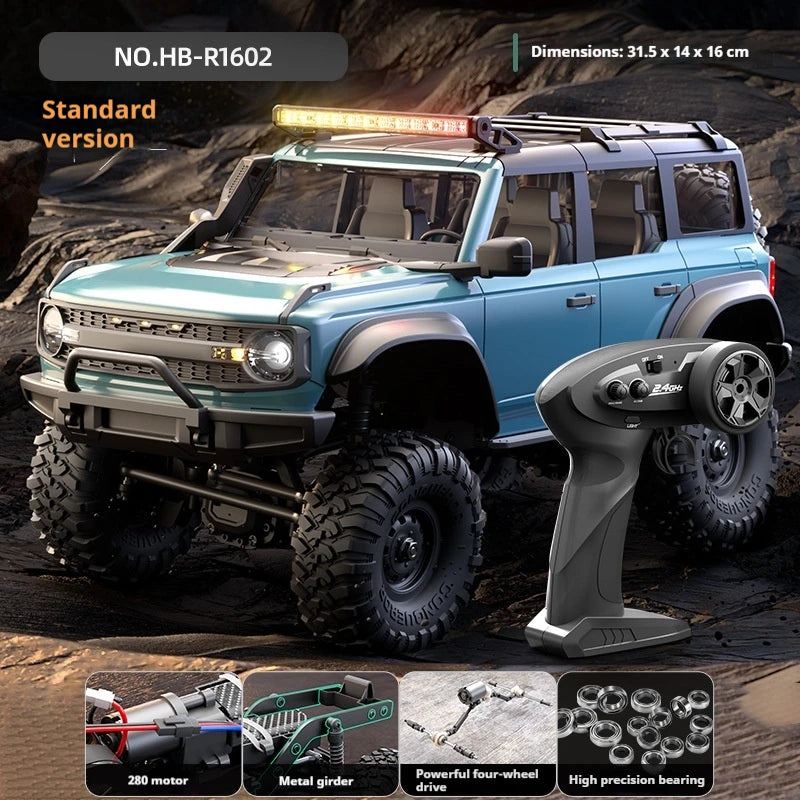 HB HuangBo RC Car RTR 1/16 Scale 4WD Off-Road Crawler Car Full Proportional Remote Control Electric Toy for Adults and Kids