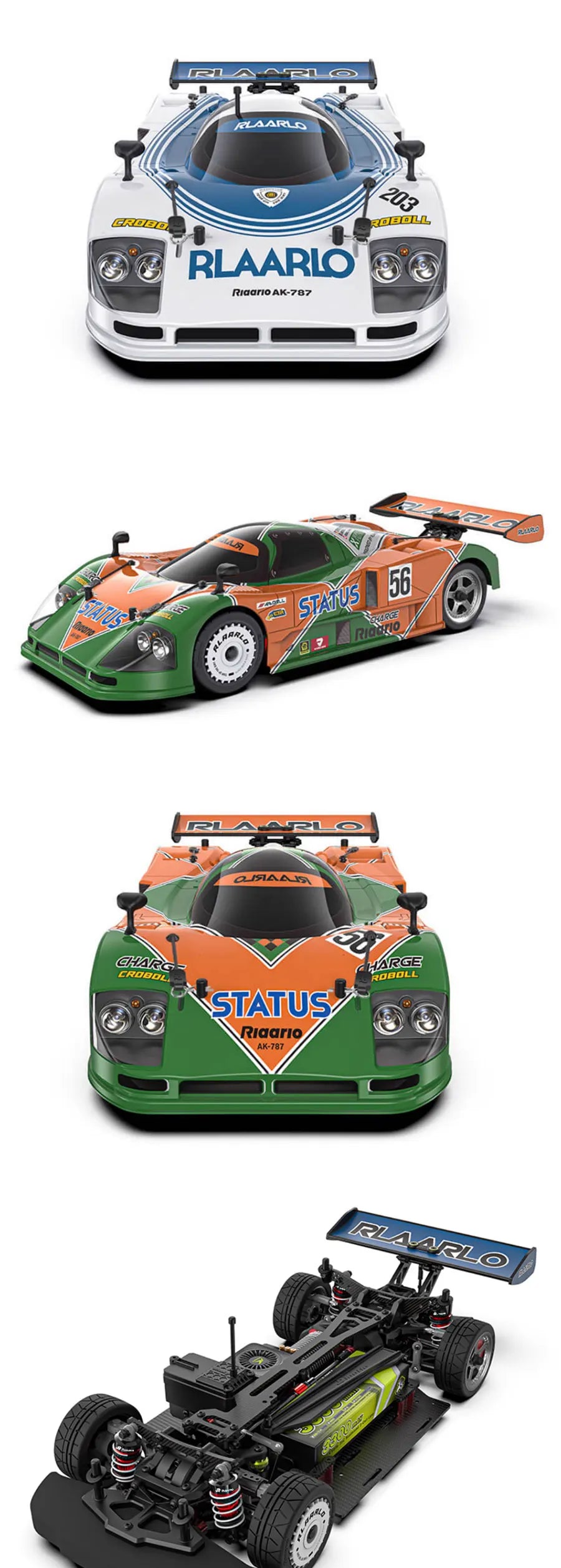 RLAARLO RC Cars AK-787 Flat Sports Car 1:10 Carbon Fiber Brushless Electric Professional Speed Racing Simulation Model Car Gift
