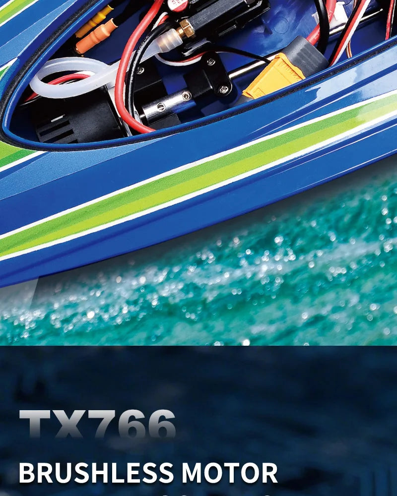 TX766 Brushless RC Boat 40km/h High Speed Big Power Waterproof Electric Toy Boat Model Low Battery Reminder Metal Rudder Gifts