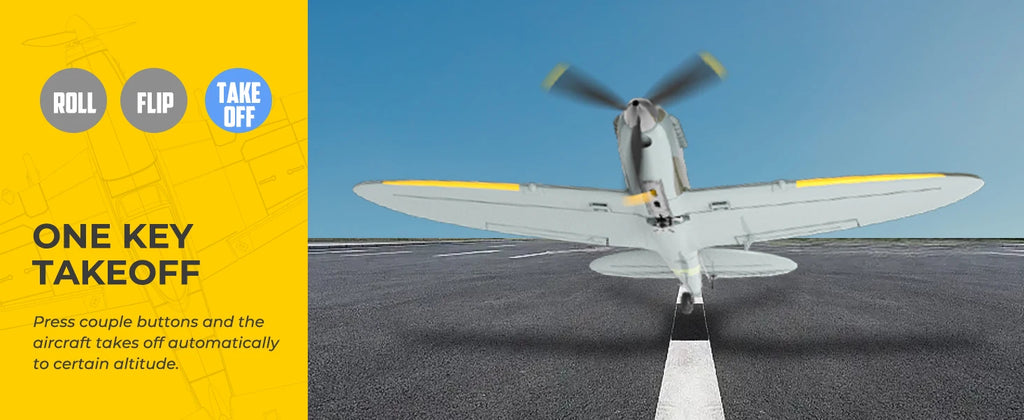 VOLANTEXRC Spitfire RC Plane - 4CH with Gyro, 3 Modes, 2 Batteries, 656ft Range, Ready to Fly for Beginners & Adults