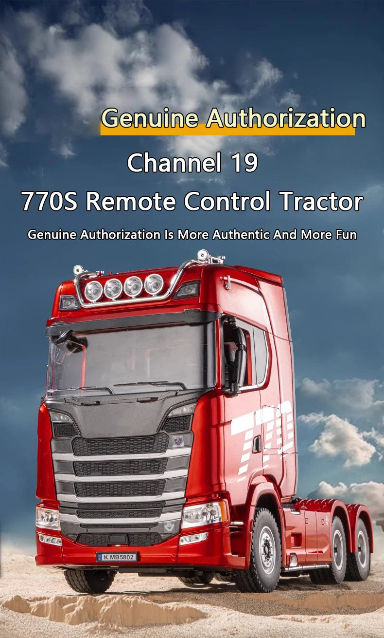 HUINA 1/18 19CH RC Truck 1501 770S Scania Alloy Tractor 2.4G Remote Control Engineering Trailer Truck with Light and Sound Toys