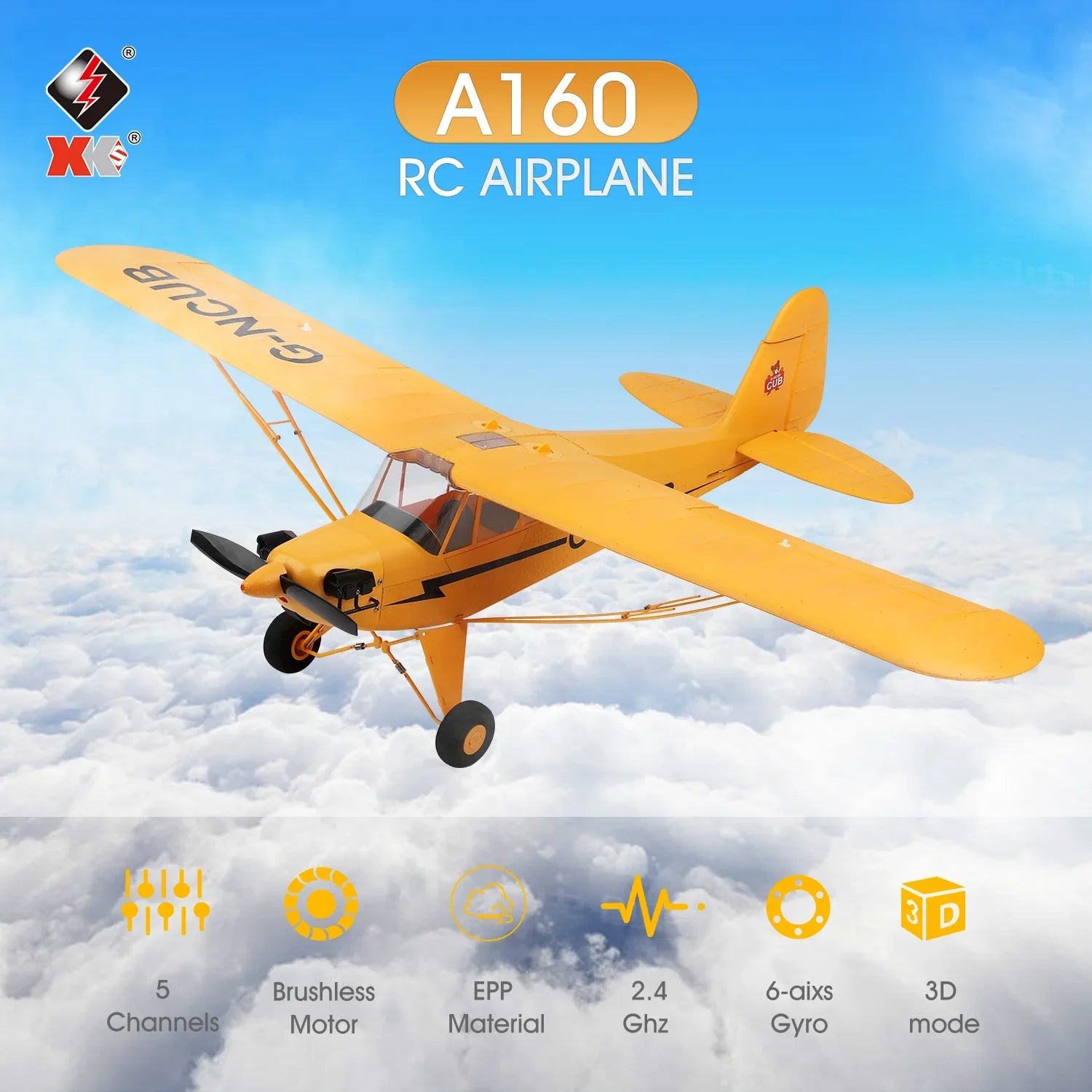 Wltoys A160 RC Airplane XK 5CH 2.4G Remote Control Aircraft 650mm Wingspan 3D6G Brushless Motor Glider Plane Toys for Children
