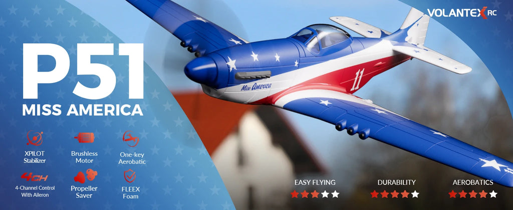 Volantex RC Plane, P51D Mustang RTF RC Airplane,One-Key Aerobatic, Stable and Safe,Suitable for Outdoor Activity and gifts